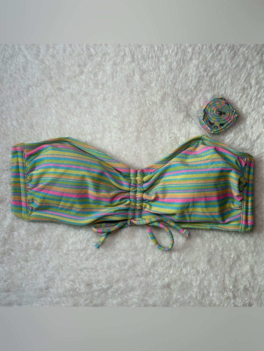 Wild Fable Women’s Bandeau Strapless Bikini Top Striped Large NWOT